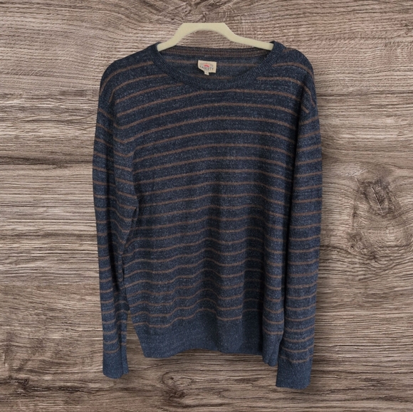 Faherty Brand Sconset Chestnut Striped Crewneck Pullover - Picture 3 of 5